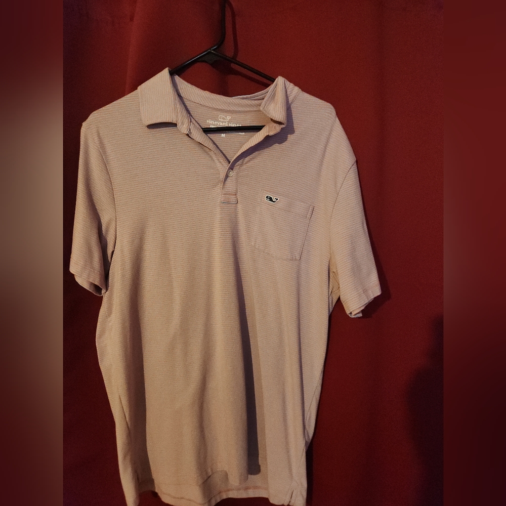 Vineyard Vines Men's Coral and Gray Polo Shirt